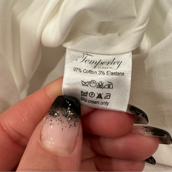 TEMPERLEY LONDON WHITE COTTON BUTTON UP BLOUSE FLARED SHOULDERS SZ 8 FITS US 4 - Picture 13 of 16